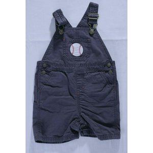 Gymboree Boys Sz 12M Blue Overalls Shorts Baseball